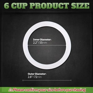 <b>Silicone</b> Seal Gasket Replacement for Bialetti Moka Express 6 Cup Food Grade Moka Pot Gasket Ring - Product Image 2