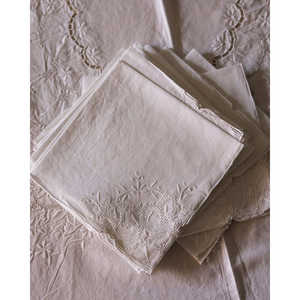 Mantel de Lino Blanco Mirellas con Bordado Siciliano Rectangular, Juego de 12 Servilletas para Bodas, Restaurantes y Hoteles, de Marca - Product Image 6