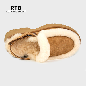 Phụ Nữ Da Thật Da Cừu Shearling Cao Gót Dép Thật Lông Thú Lót Ấm Áp Giày Mùa Đông - Product Image 5