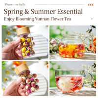 Thé en fleurs Dragon Balls en fleurs, fleurs séchées naturelles chinoises faites à la main, format mini, emballage en bouteille, marque privée, thé aromatisé, vente en gros