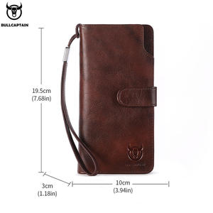 Cartera Larga para Hombre BULLCAPTAIN, Bolsillo para Tarjetas de Crédito, Monedero, Carteras de Cuero Genuino, Portafolio, Monedero con Cremallera para Monedas - Product Image 5