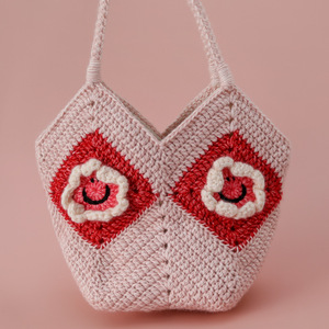 Borsa da Polso in Lana Lavorata a Mano, Borsa a Forma di Cuore con Faccina Sorridente, Borsa Intrecciata per <span class=keywords><strong>Donna</strong></span> Matura, Regalo per la Festa della Mamma - Product Image 6