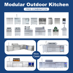 Cuisine extérieure modulaire avec barbecue <span class=keywords><strong>Kamado</strong></span>, <span class=keywords><strong>mini</strong></span> évier en acier et tiroirs, carburant au gaz et au charbon de bois, haute qualité, fonction pliable pour l'intérieur - Product Image 6