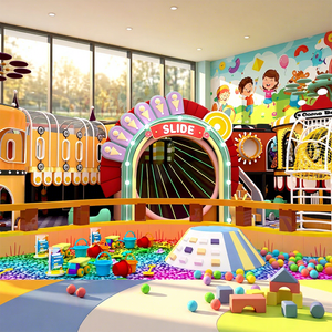 Aire de jeux intérieure sur le thème du carnaval personnalisée Aoleao, piscine à balles, toboggan, escalade, jeu de rôle pour enfants, jeux souples certifiés CE TUV - Product Image 1