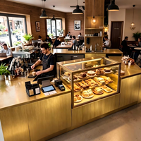 Vitrine en verre pour café, présentoir en verre avec éclairage pour comptoir de restaurant