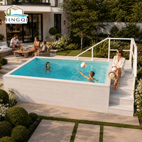 Piscine hors sol en fibre de verre, jacuzzi spa extérieur, bassin transparent pour enfants, détente paisible dans la cour.