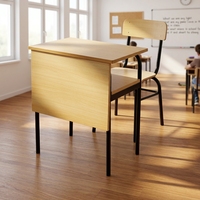 Ensemble de mobilier scolaire moderne rouge en bois et métal, table d'étude et de bureau pour étudiants avec chaise, vente en gros