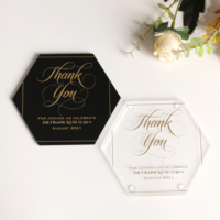 Sous-verres hexagonaux en acrylique personnalisés avec estampage à chaud doré, sous-verres ronds et carrés, cadeau de mariage