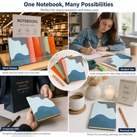 Cuaderno de Cuero Suave con Bloques de Color A5/B5, Diario Estético con Diseño Ondulado para Escritura Diaria, Escuela y Oficina
