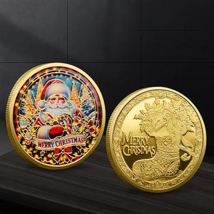 Yeni tasarım noel baba hatıra parası renk kabartma madalyon noel küçük hediye altın ve gümüş kaplama Metal paralar - Product Image 4