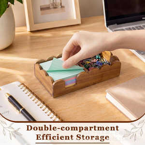 Wooden Wave Shaped Desk Organizer With Sticky Note Holder For Office And <b>Home</b> Use - Product Image 3