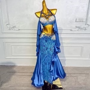 <span class=keywords><strong>Traje</strong></span> <span class=keywords><strong>de</strong></span> Danza del Vientre Wuziyi para Mujer, Estilo Nuevo 2026 en Azul Zafiro con Diamantes, Conjunto <span class=keywords><strong>de</strong></span> Danza Oriental - Product Image 3