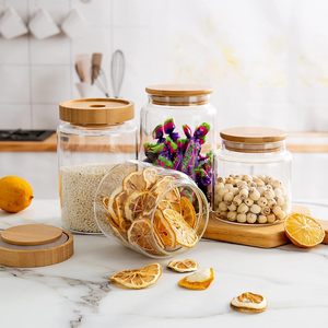 Food Grade Cosmetic Body <b>Scrub</b> Butter Cream Honey Snack Candy 50g-500g clear Amber Frosted Plastic PET Jar Wooden Bamboo Lid - Product Image 4