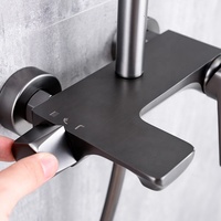 Ensemble de douche 3 fonctions en laiton doré de haute qualité mitigeur pluie et motif de pulvérisation souple pistolet gris pluie pommeau de douche mélangeur