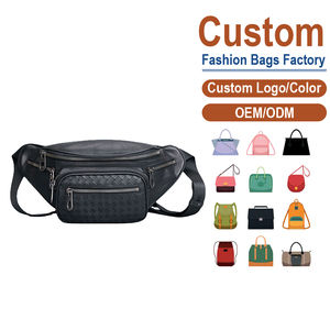 Sac de poitrine élégant en cuir véritable pour homme, antivol, avec fermeture éclair, poche avant tressée à la main, compartiments multi-zippés pour usage urbain - Product Image 1