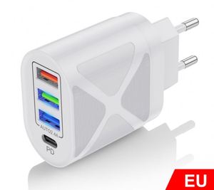 Chargeur de bureau à 4 ports avec charge rapide QC3.0 et sortie PD 3A, charge sécurisée pour téléphones mobiles - Product Image 3