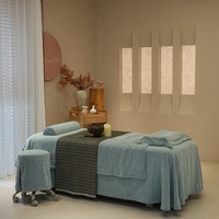 Ensemble de draps de table de massage en velours bleu, housse de lit de salon de beauté haut de gamme, ensemble de 4 pièces