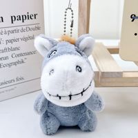 Porte-clés en peluche âne de dessin animé, mignon cheval souriant, animal en peluche, pendentif moelleux pour machine à griffes, peluche pour fille, cadeau souvenir