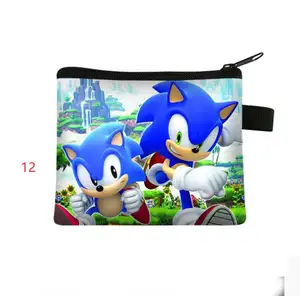 YWMX 13,5 CM x 11CM Monedas para niños Cartera Super Sonic y Mario Print Bolsa de almacenamiento Boy Bolsa portátil con cremallera al por mayor