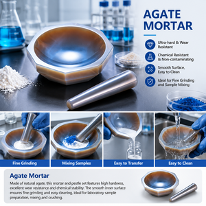 Juego de Mortero y Pilón de Ágata Natural Degao de 40/50/60/70/80 mm para Laboratorio, Molienda Fina y Mezcla de Muestras - Product Image 2