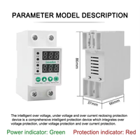 AVP-63 Monophasé AC 230V Rail DIN Protection numérique contre les surtensions Réglable Protection contre les surtensions/sous-tensions 1A-63A Réglable