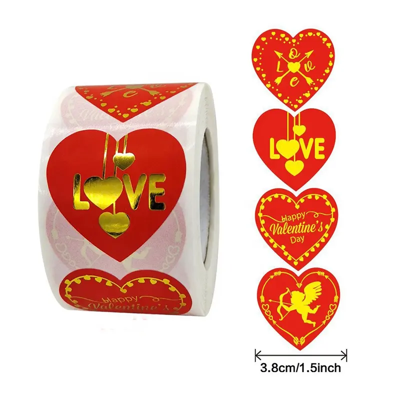 custom self adhesive gold stamping present box made yourself with happy valentine day heart love stickers