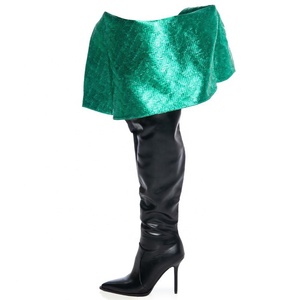 Botas Altas de Mujer con Ajuste Súper Ancho, Cremallera Lateral, Tacón de Aguja, Punta Fina, Botines Largos hasta el Muslo - Product Image 3