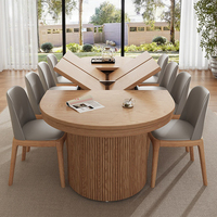 Table à manger extensible convertible de style nordique en bois massif avec bord en chêne, table de cuisine avec banc pliant pour appartement et maison