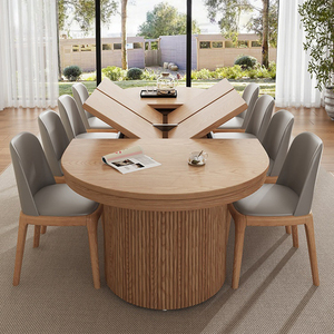 <span class=keywords><strong>Tavolo</strong></span> <span class=keywords><strong>da</strong></span> Pranzo Allungabile Convertibile in Stile Nordico <span class=keywords><strong>con</strong></span> Bordo in Legno Massello di Quercia, <span class=keywords><strong>Panca</strong></span> Pieghevole per Appartamento e Arredamento Casa - Product Image 1