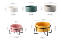 Bol de nourriture en céramique surélevé simple ou double pour chats, chiens et animaux de compagnie avec support en métal