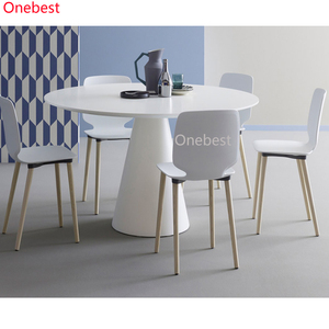 Vòng Faux bề mặt rắn đá bàn ăn và ghế hiện đại mở rộng Dinning bảng thiết lập màu trắng - Product Image 3