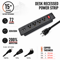 Konferenztisch-Einbau-USB-A-Steckdosenleiste mit Schalter, Mehrfachsteckdosen, Unterputz-Verlängerungsstecker & -Anschlüsse, 3ft Kabel für Hotels