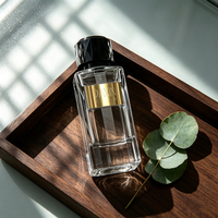 Botol Parfum Kosong Mewah 100ml Grosir Tersedia, Botol Semprot Kaca Parfum dengan Penyemprot Kabut Halus Label Logam