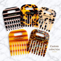 Peigne à cheveux Ume Mini en acétate à dents larges, motif écaille de tortue et léopard, peigne de poche pour le cuir chevelu, logo personnalisé, vente en gros