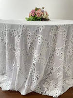 Taplak Meja Pernikahan 120cm Berbahan Lace Putih Elegan dengan Desain Pola Bunga Berongga Gaya Baru