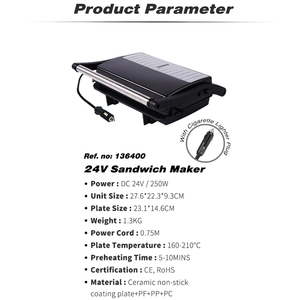 24V 250W Portable Sandwich Maker Non-Stick Coated <b>Plates</b> for Truck - Product Image 4