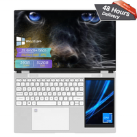 N150 Quad Core layar ganda 15.6 inci + 7 inci 4 1920x1080 IPS DDR4 16GB SSD 512GB komputer Laptop Pc Notbook