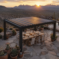 Pergola motorisée en aluminium avec toit à lames rétractables et orientables pour jardin, terrasse, logement senior et espace de détente de retraite