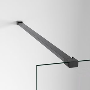 Paroi de <span class=keywords><strong>douche</strong></span> noire à grille, style Crittall industriel, panneau en verre trempé, design italien, pour projets hôteliers et salles de bain - Product Image 2