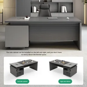 Scrivania Direzionale Moderna con Libreria Integrata, Scrivania per Manager in Legno Moderno - Product Image 1