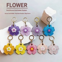 Gugu Tribe Modern Minimalist Flower Accessory Bag Charm Leather Keychain Simple Card Holder Small Pendant Gift Individually