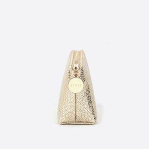 Light Gold Sequin <b>Mini</b> Cosmetic <b>Pouch</b> with Gold-Tone Zipper for Daily Makeup and Small Beauty Item Storage - Product Image 3