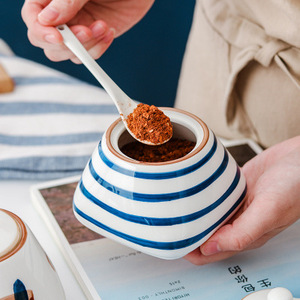 New Household Salt Shaker <b>Ceramic</b> Seasoning <b>Pot</b> Set Kitchen - Product Image 4