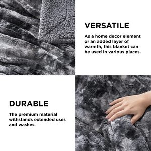 Dark <strong>Grey</strong> Plush Super Soft Lamb Wool Warm and Comfortable Faux Fur <strong>Cover</strong> for <strong>Sofas</strong> and Beds - Product Image 4