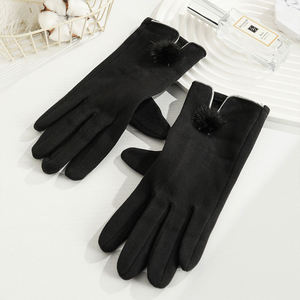 Women's Winter Fur Ball Thin Velvet <b>Gloves</b> Lightweight Touch Screen <b>Warm</b> <b>Gloves</b> Fashion Multifunctional for Cycling - Product Image 5