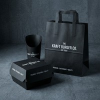 Boîte à hamburger en papier kraft, boîte à sandwich, boîte à frites, support pour frites, enduit de cire, imperméable, anti-fuite, portable