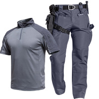 Ensemble T-shirt et pantalon camouflage imperméable pour homme, manches courtes, coton, style américain, équipement d'entraînement en plein air, vêtements tactiques