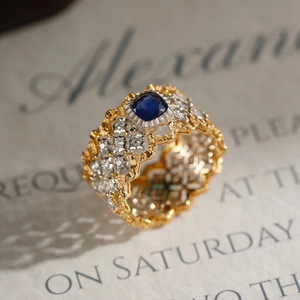 S925 Sterling <span class=keywords><strong>Silver</strong></span> Fine Ring Cho Nữ Handmade Chải Lưới & Hollow Khắc Quá Trình Toàn Bộ Cơ Thể Joker Cá Tính Vòng - Product Image 2