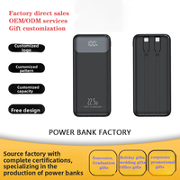 Reise-Powerbank 10000mAh/20000mAh 22,5W PD QC Schnellladung LED-Anzeige Eingebaute Kabel Tragbares Telefonladegerät OEM-Geschenk