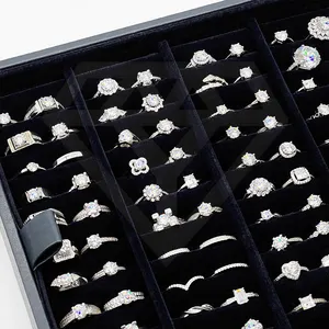Mosang elmas yüzük saf beyaz altın 1 Ct bayanlar mücevherat klasik gümüş 925 yüzük ince mozanit düğün ve parti geniş yüzük